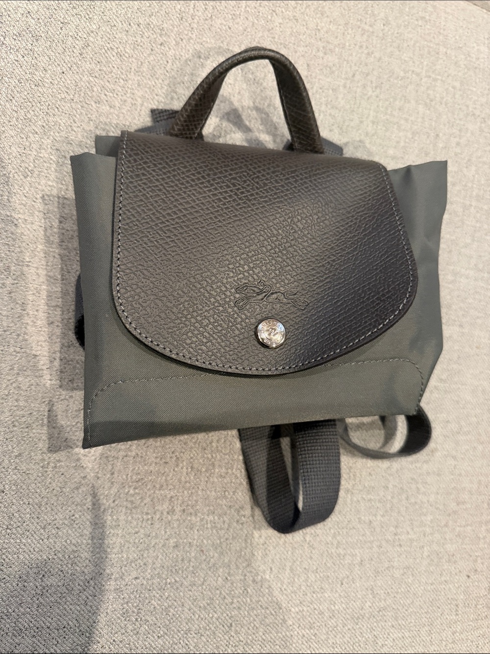 Longchamp Black & Dark Gray Mini Backpack